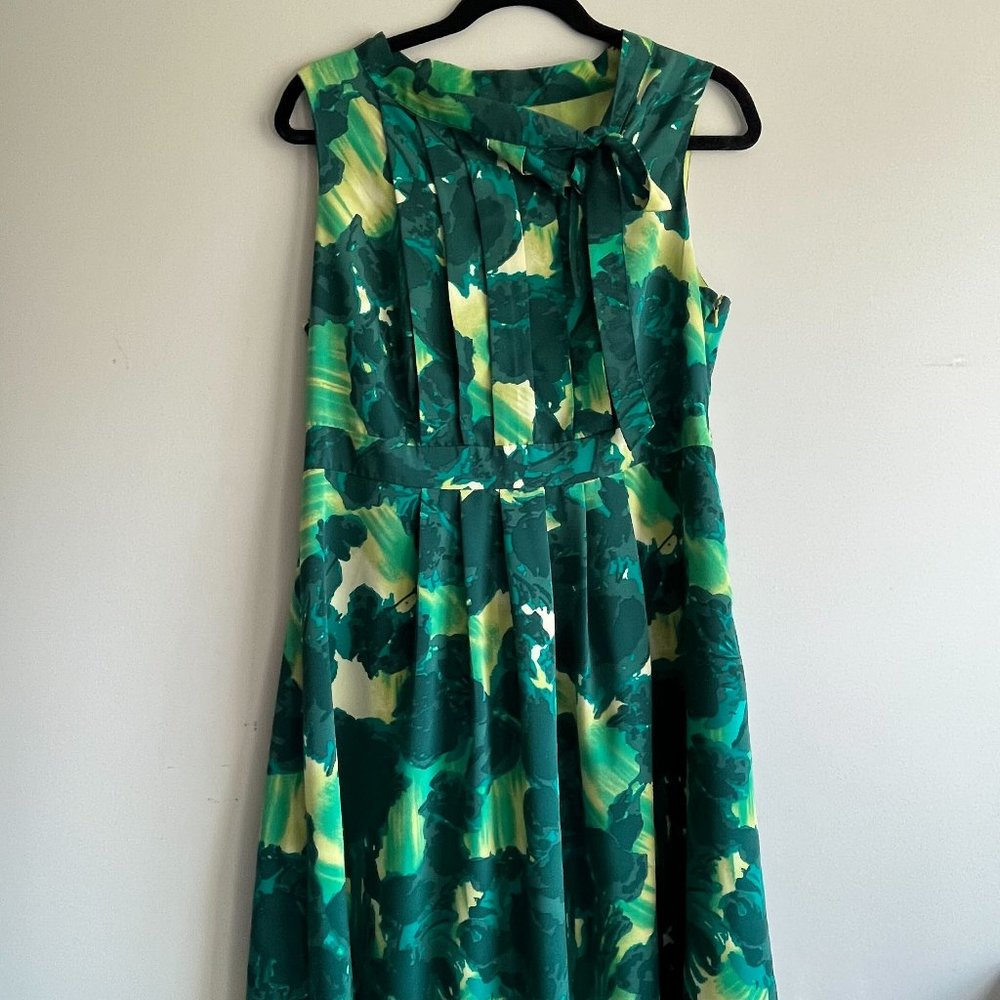 Merona Green Floral A-Line Dress | Size 12